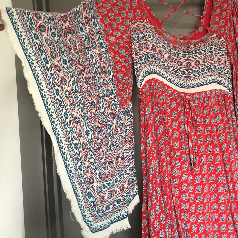 Flowy Free People Dress with Bell Sleeves - Picture 2 of 3
